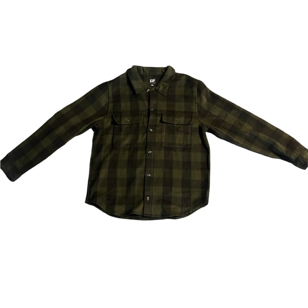 L GAP plaid Green and Black button up